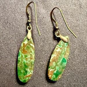 Green Imperial Jasper Teardrop Dangle Earrings - Women Jewelry